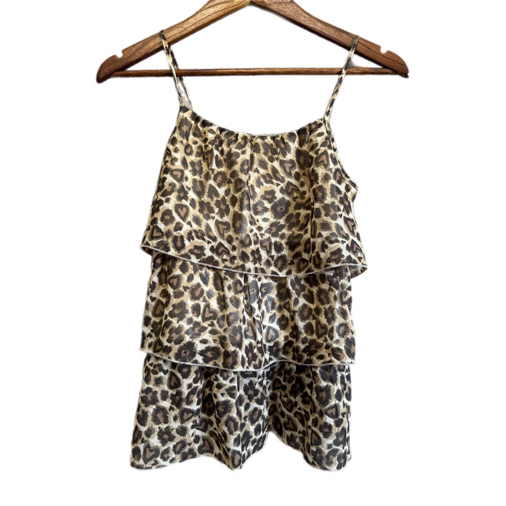 The Childrens Place Tiered‎ Cami Kids XL 14 Brown Leopard Print Excellent Ruffle